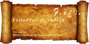 Felhoffer Árpád névjegykártya